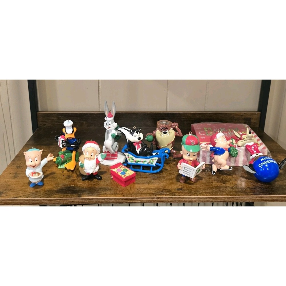 Danbury Mint Bugs Bunny & Friends Christmas Ornaments 1990 Warner Bros Lot Of 10